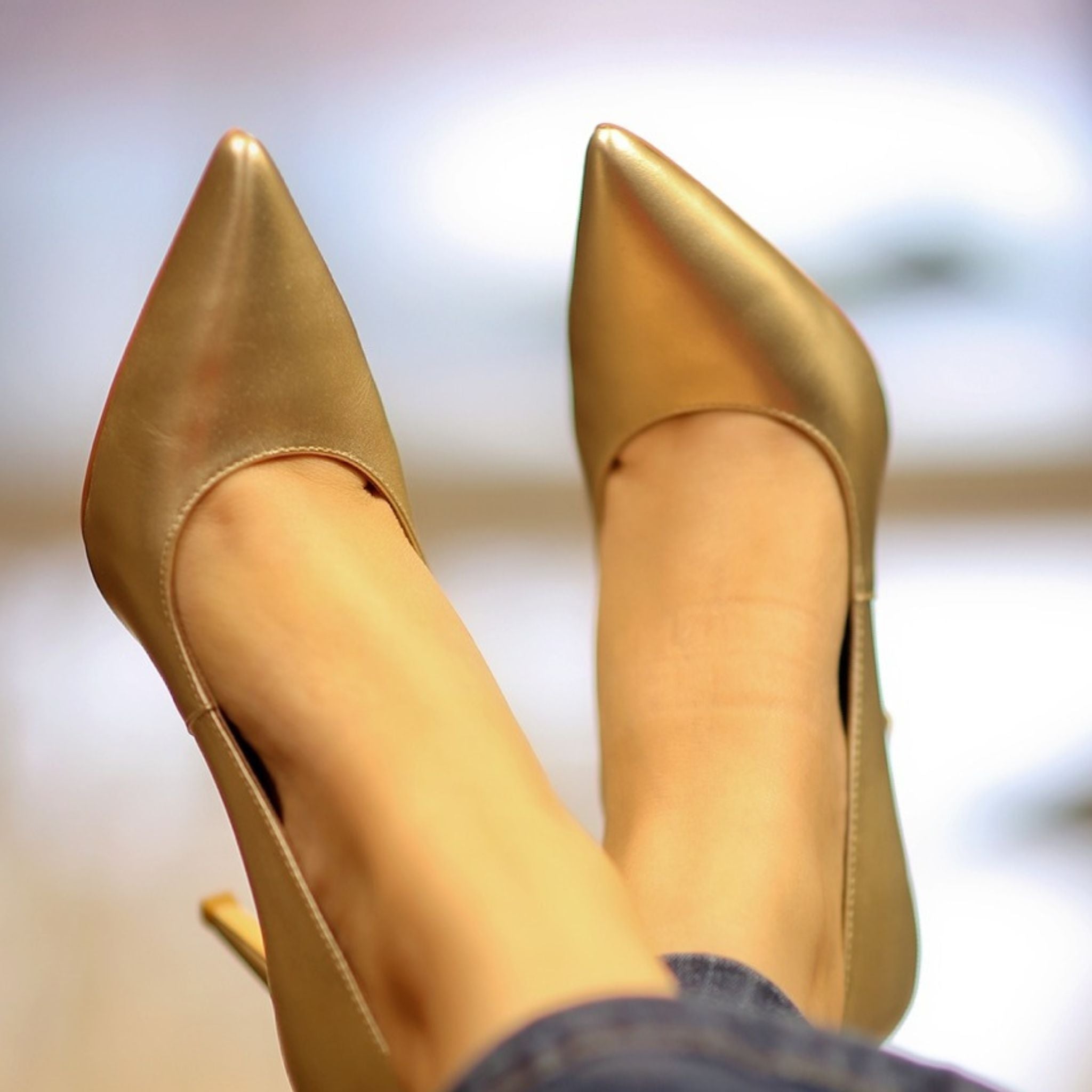 Capri - Golden High Heel Pumps